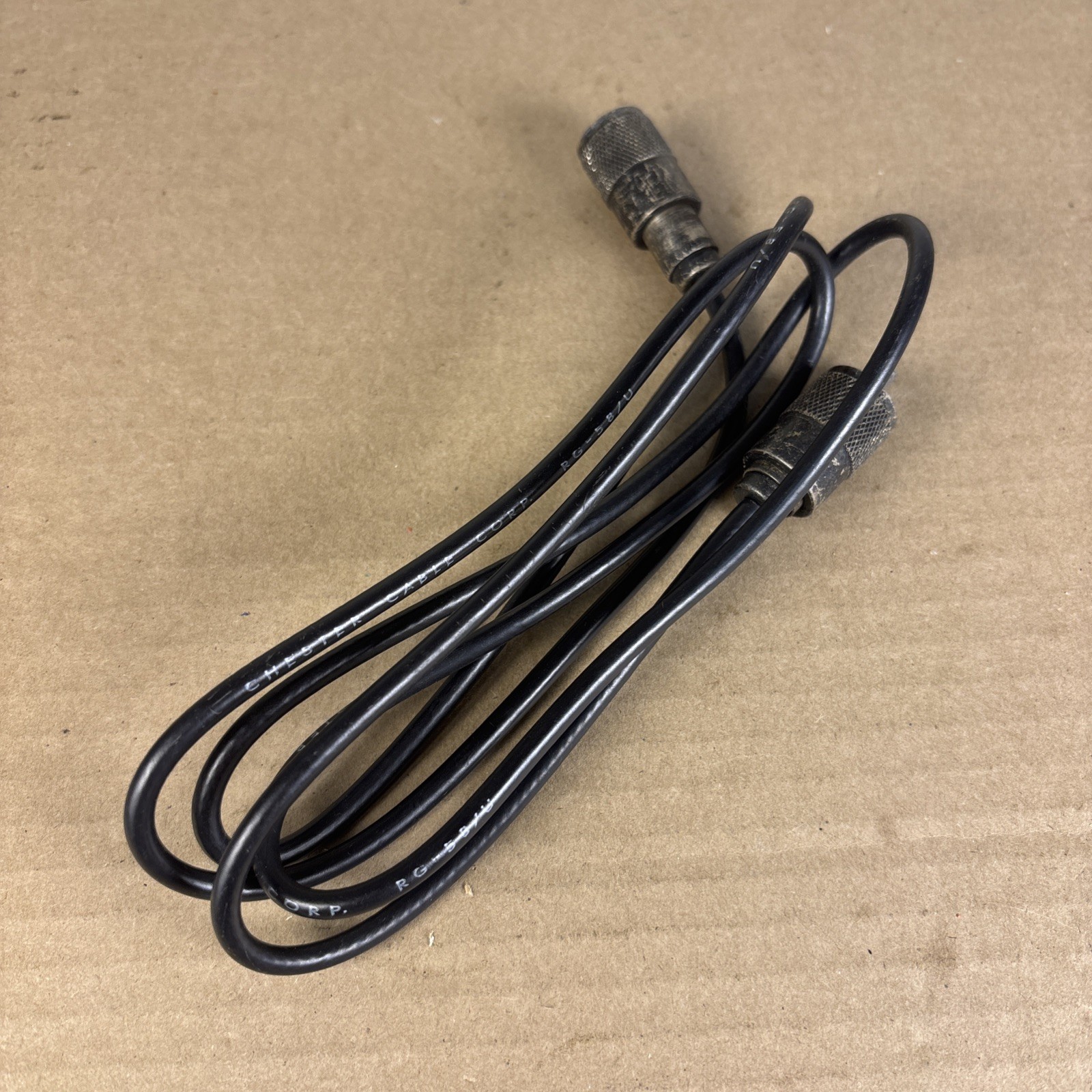 VTG USED Chester Cable Corp RG-58/U 5ft Black Cable w Matching Connectors