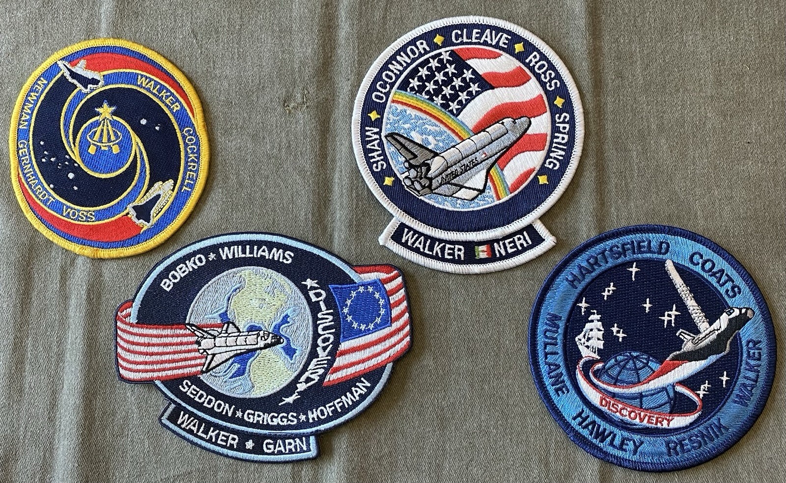 Lot of 4 NASA Space Shuttle Mission Patches - STS-41D, STS-51D, STS-61B, STS-69