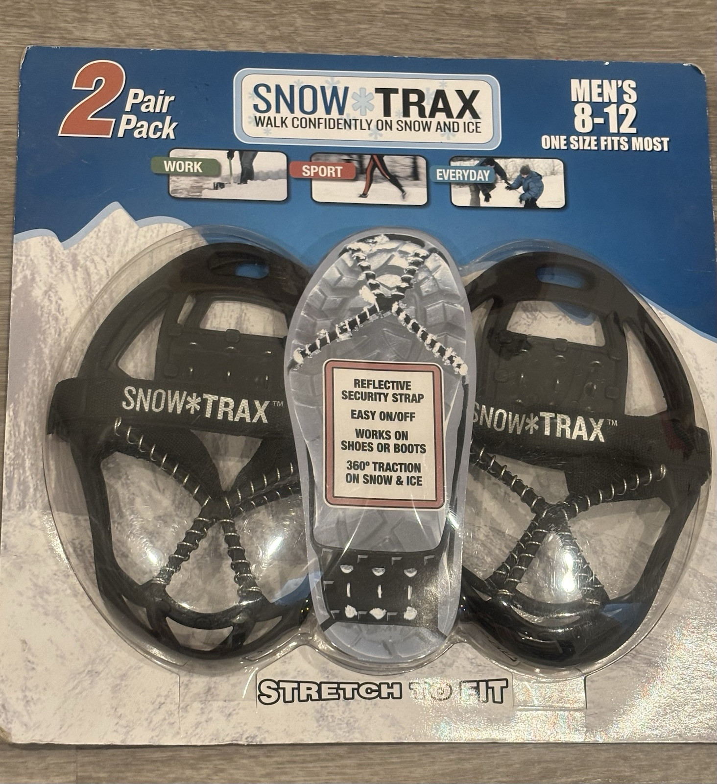 Snow Trax Men's 8-12 Shoe Size 2 Pair Pack New Unopened Package