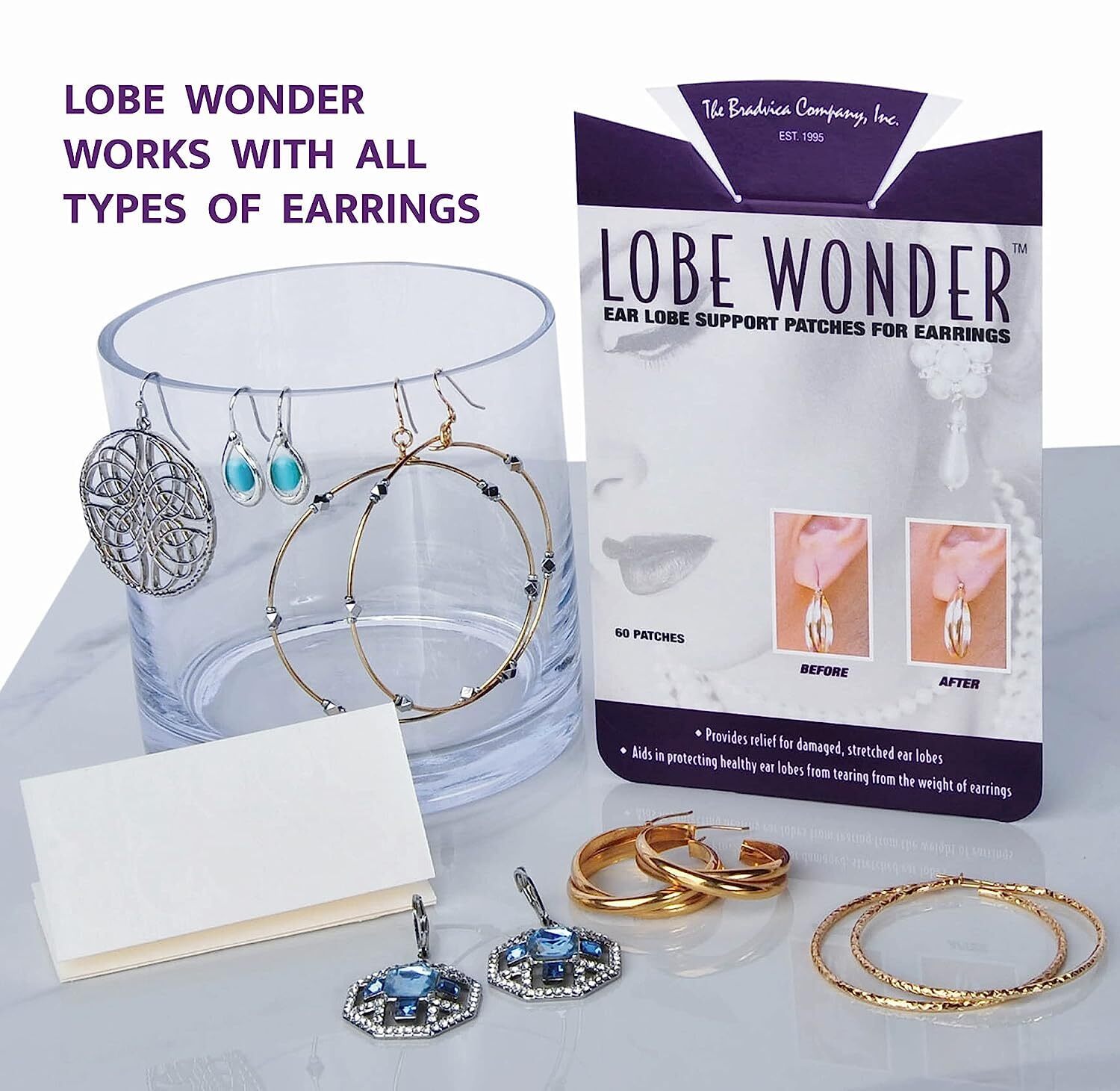 Lobe Wonder Ear Lobe Support Patches -- 60 ct