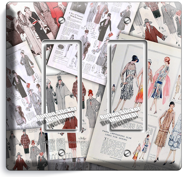 RETRO FASHION MAGAZINE PAGES DOUBLE GFCI LIGHT SWITCH PLATE COVER NEW ROOM DECOR