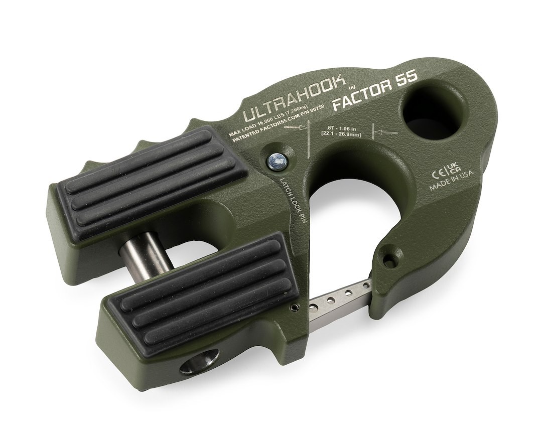 Factor 55 0025014 UltraHook Winch Hook Shackle Mount OD Green