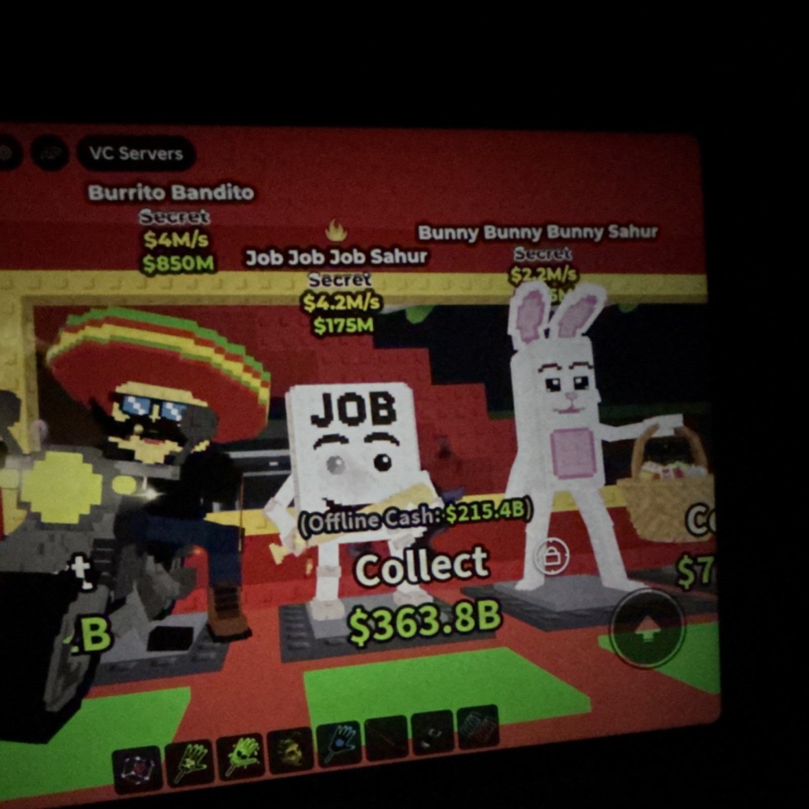 VC Servers Secret Game Item Asset Burrito Bandito Job Job Job Sahur Bunny Bunny…