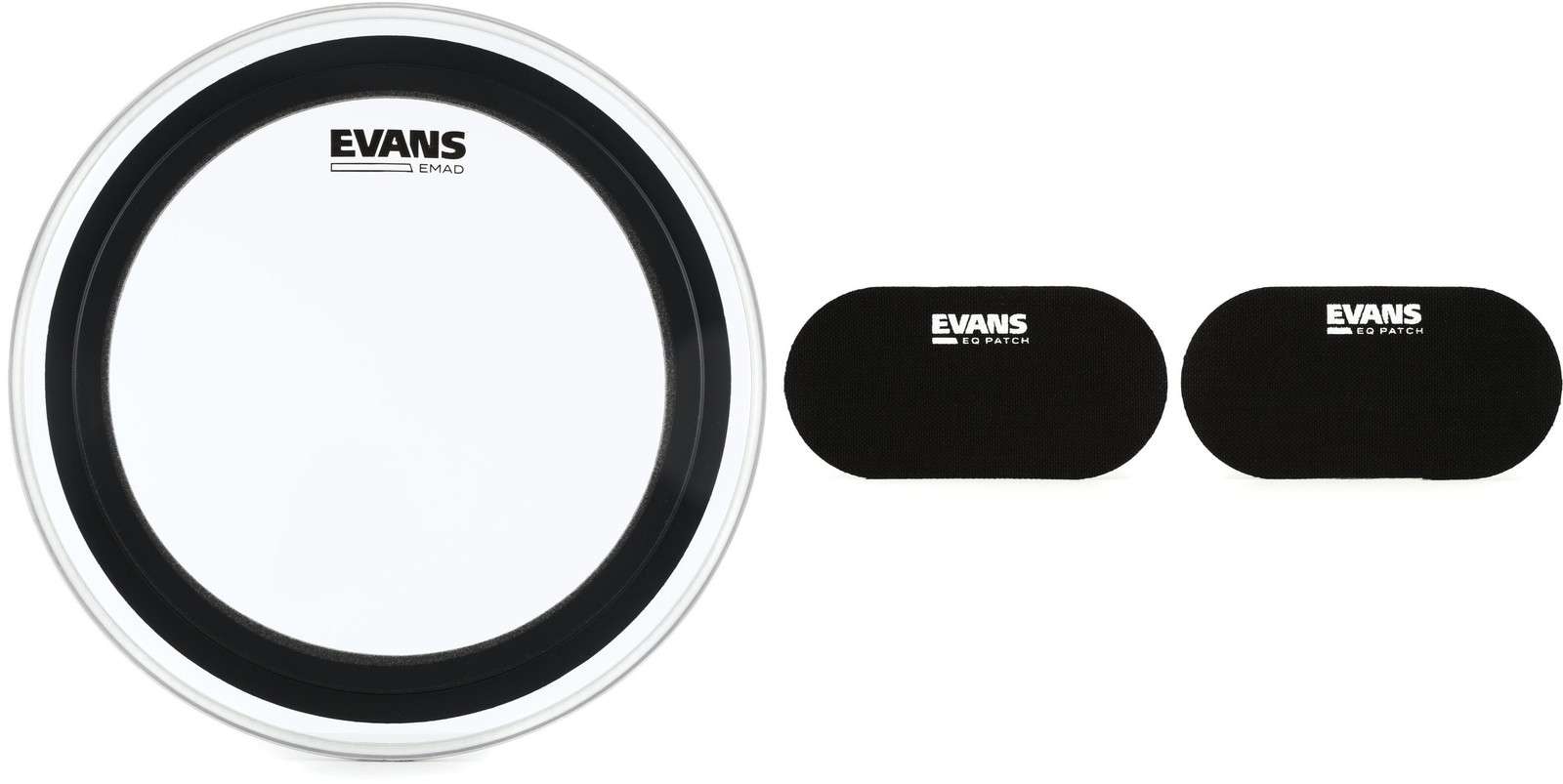 Evans EMAD Clear Bass Drum Batter Head - 16 inch + Evans EQPB2 Value Bundle