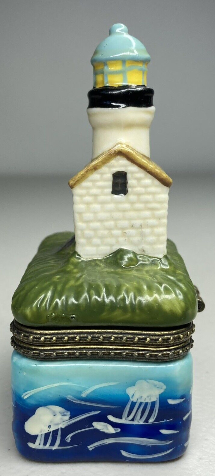 Porcelain Lighthouse Hinged Trinket Box