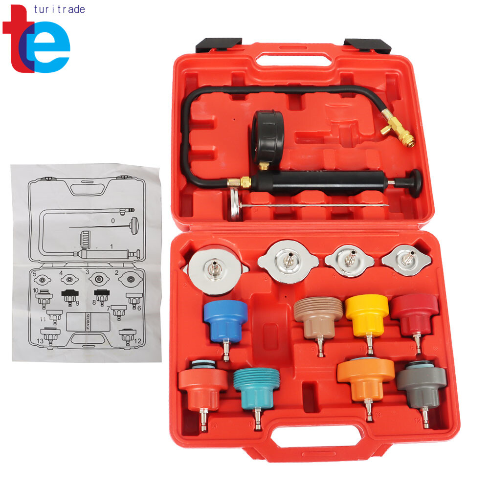 14Pcs Coolant Radiator Pressure Tester & Cooling System Detector Kit Universal