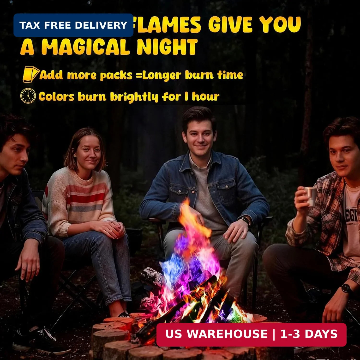 Hotdevil Fire Color Changing Packets (12Pack) Magical Flames Fire for Outdoor Ca