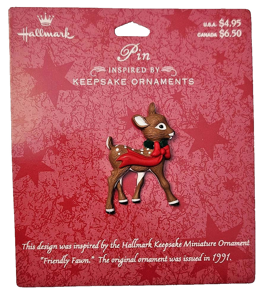 Hallmark PIN Christmas Vintage FRIENDLY FAWN Deer of 1991 KOCC Ornament NEW