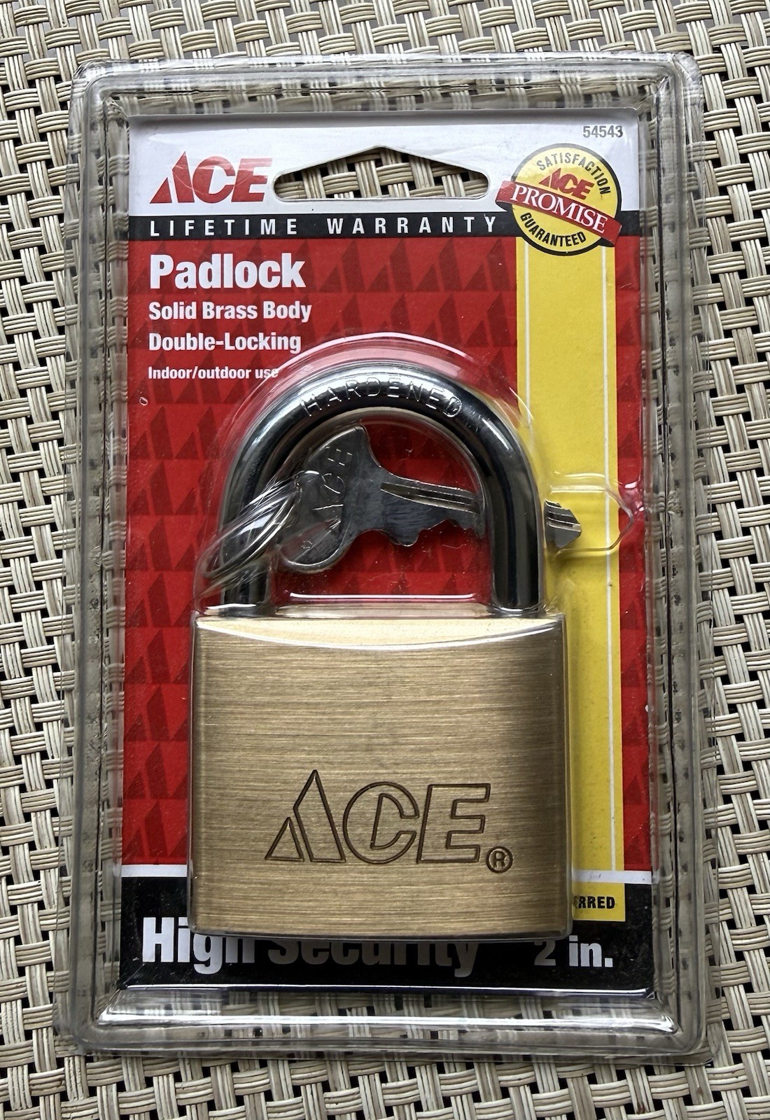NEW Ace Hardware 2" Solid Brass Body High Security Lock Padlock #54543