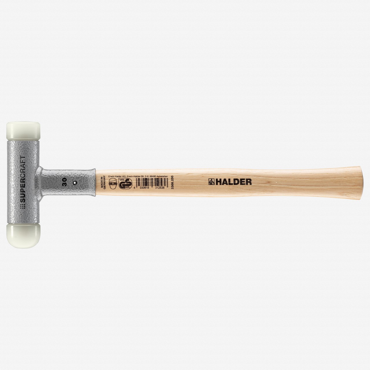 Halder Supercraft Dead Blow, Non-Rebounding Hammer with Rounded + Flat Nylon Fac