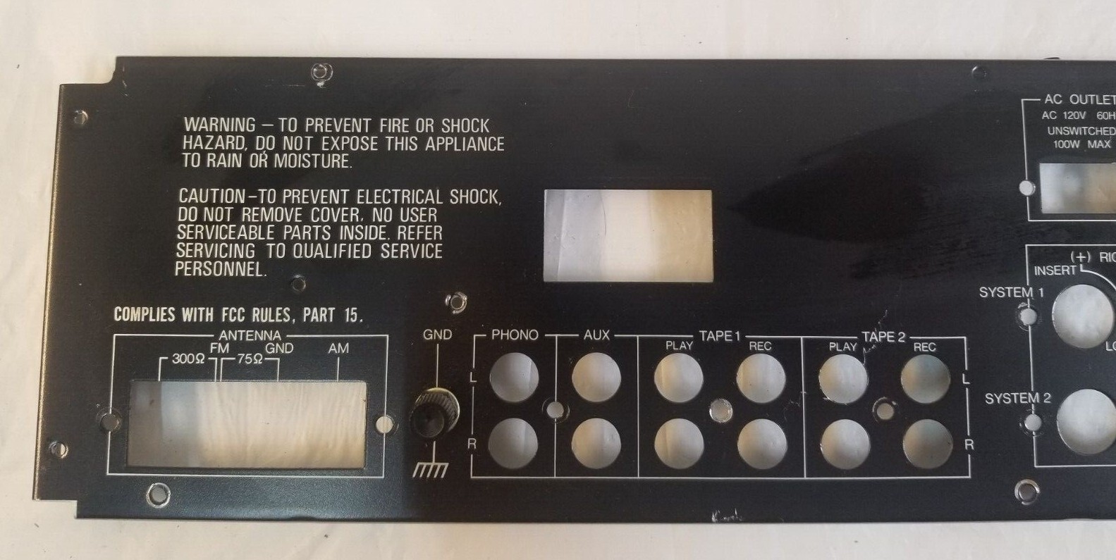 MCS 3236 Modular Component Stereo Receiver BACK PANEL