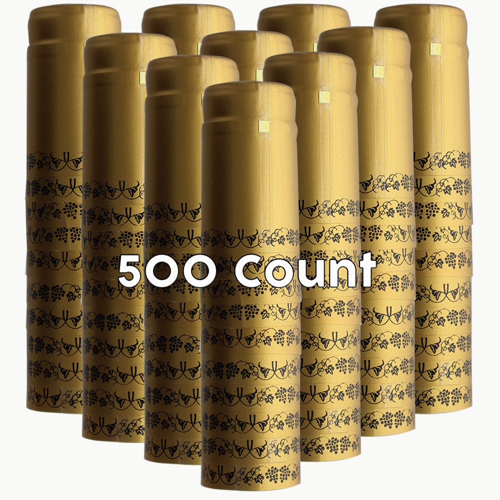 Gold With Black Grapes PVC Shrink Capsules-500 Count