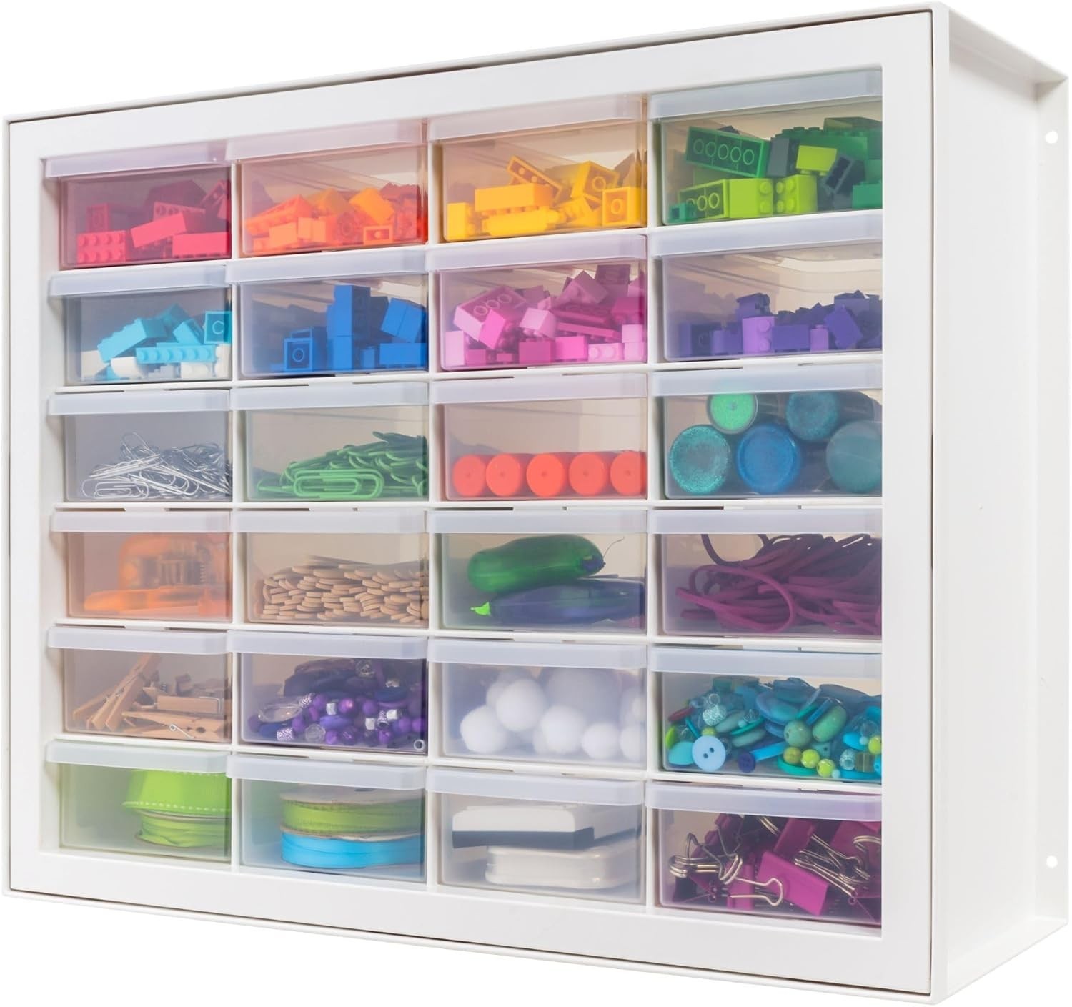Plastic Drawer Storage Organizer, 24-Drawer Teacher Toolbox Bead Small Parts