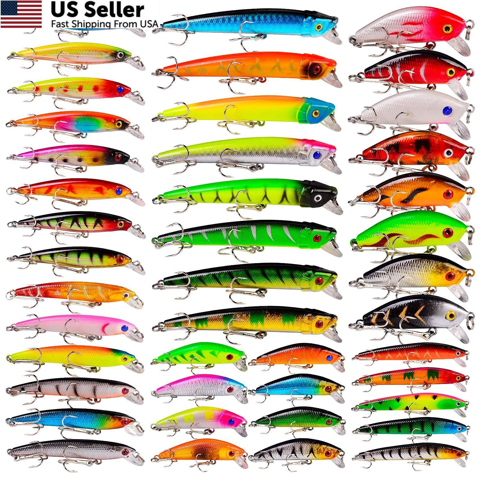 Fishing Lures Tackle Kits Hard Baits Minnow Pencil Small, Medium, 007-43pcs