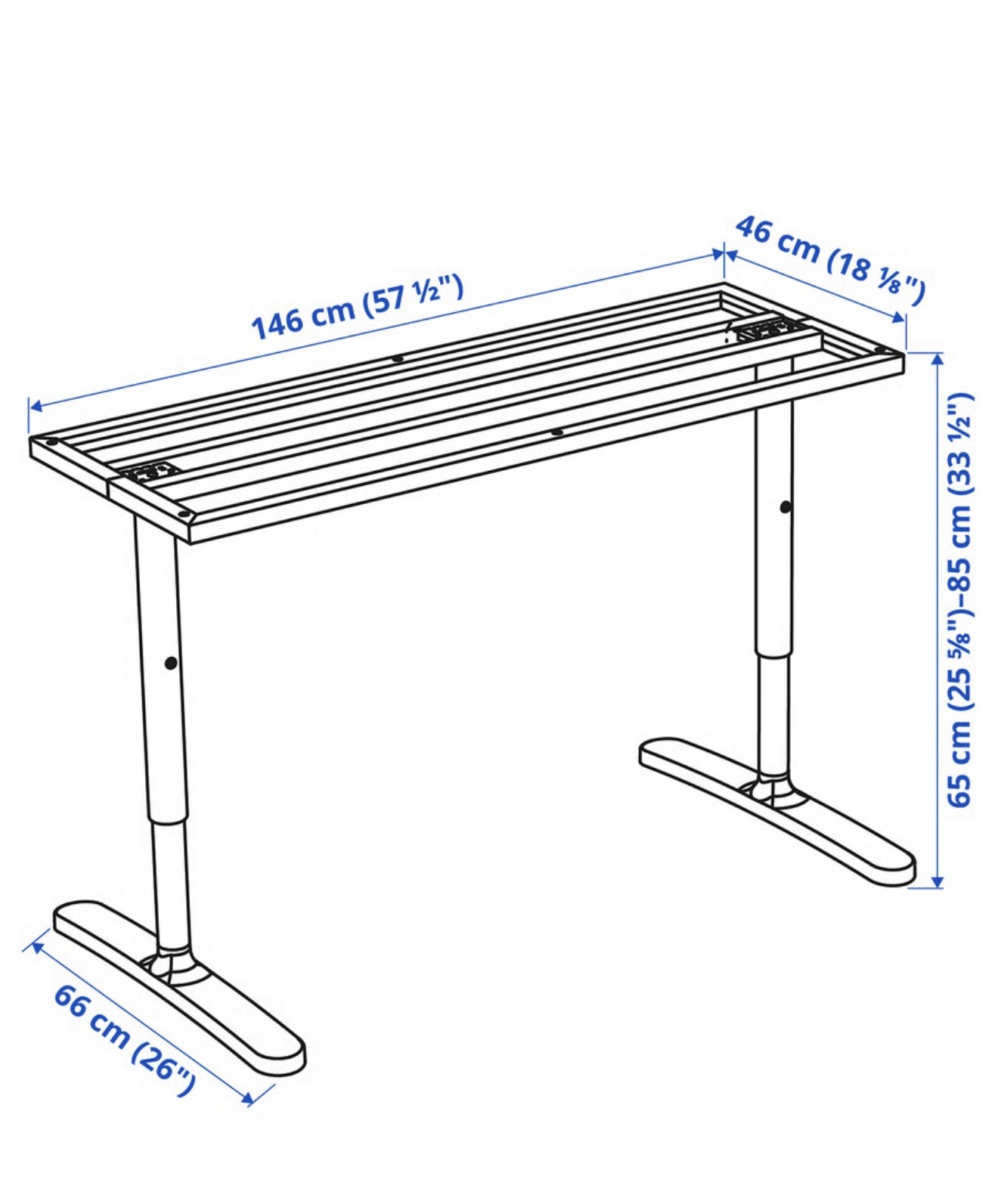 IKEA BEKANT Underframe for Desk 63x31 1/2" Black 302.529.06 –NEW - NO TABLE TOP