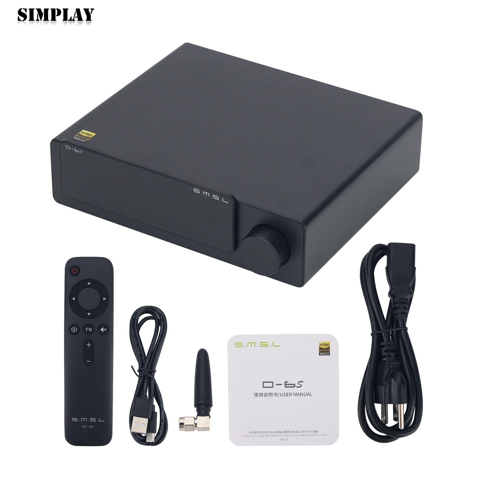 SMSL D6S DAC BT5.1 Support for XMOS MQA HiFi Audio Decoder with Remote Control