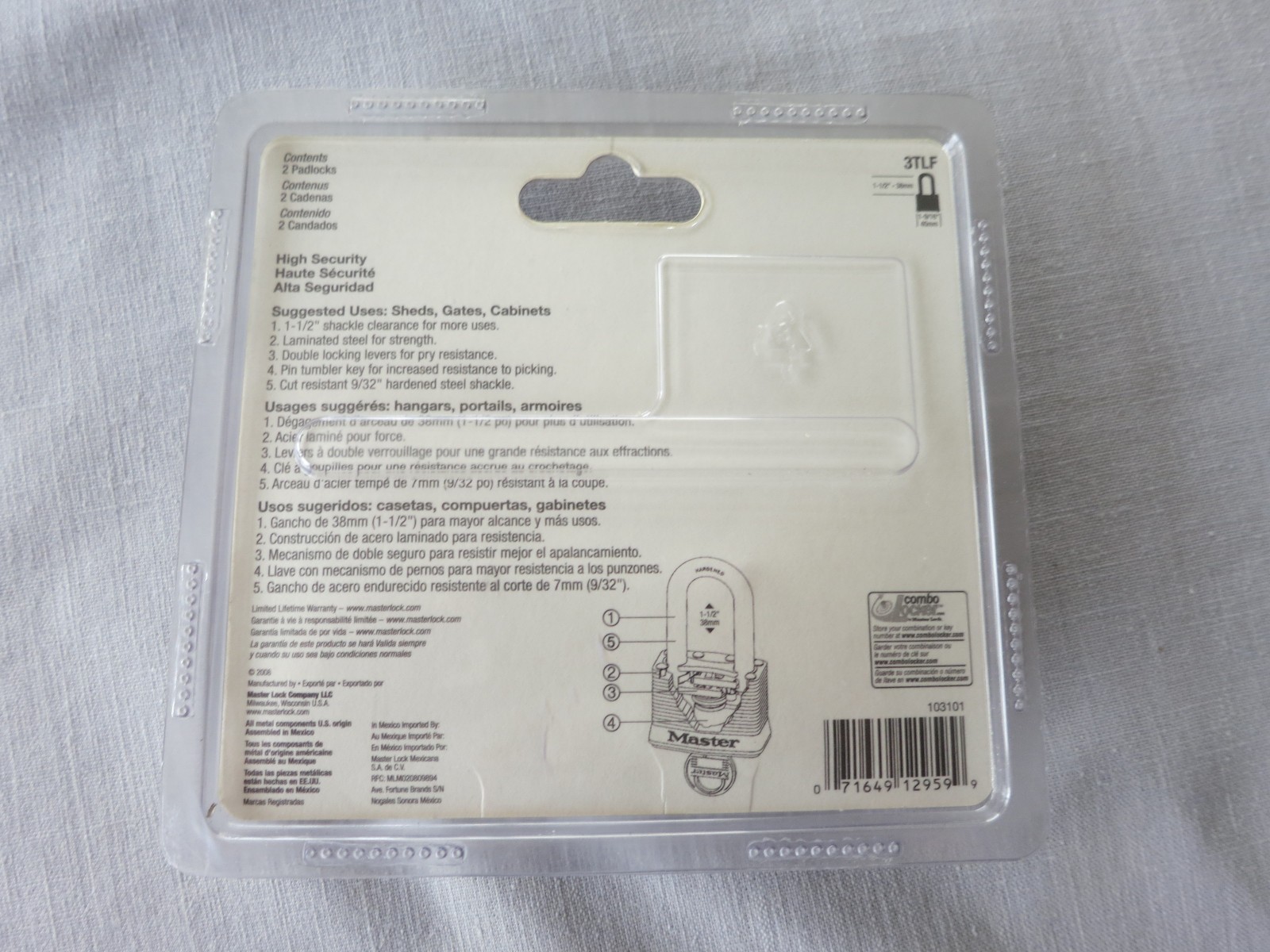 Master 2-Pack Keyed Padlock, 3TLF, New