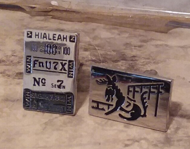 Lucky $100 #7 HIALEAH 7th Race Horse Racing Florida Souvenir Cuff Links