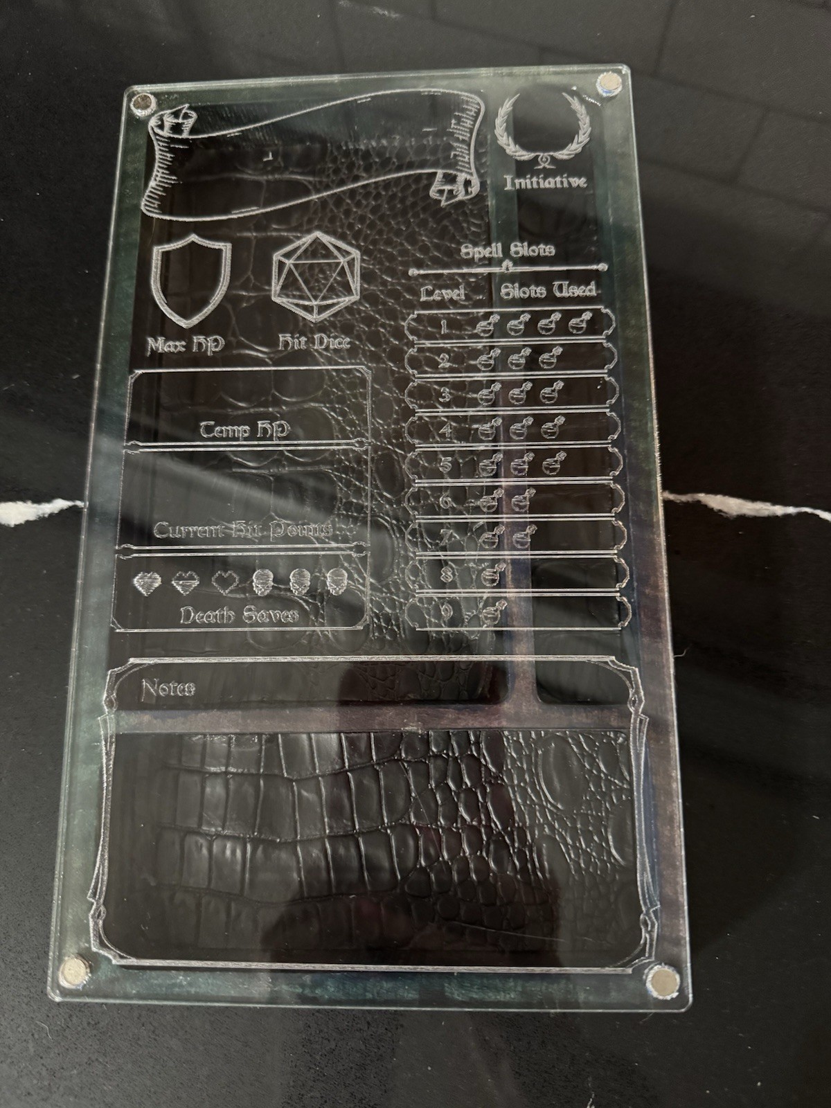 Engraved Acrylic Character Sheet And Dice Box D&D