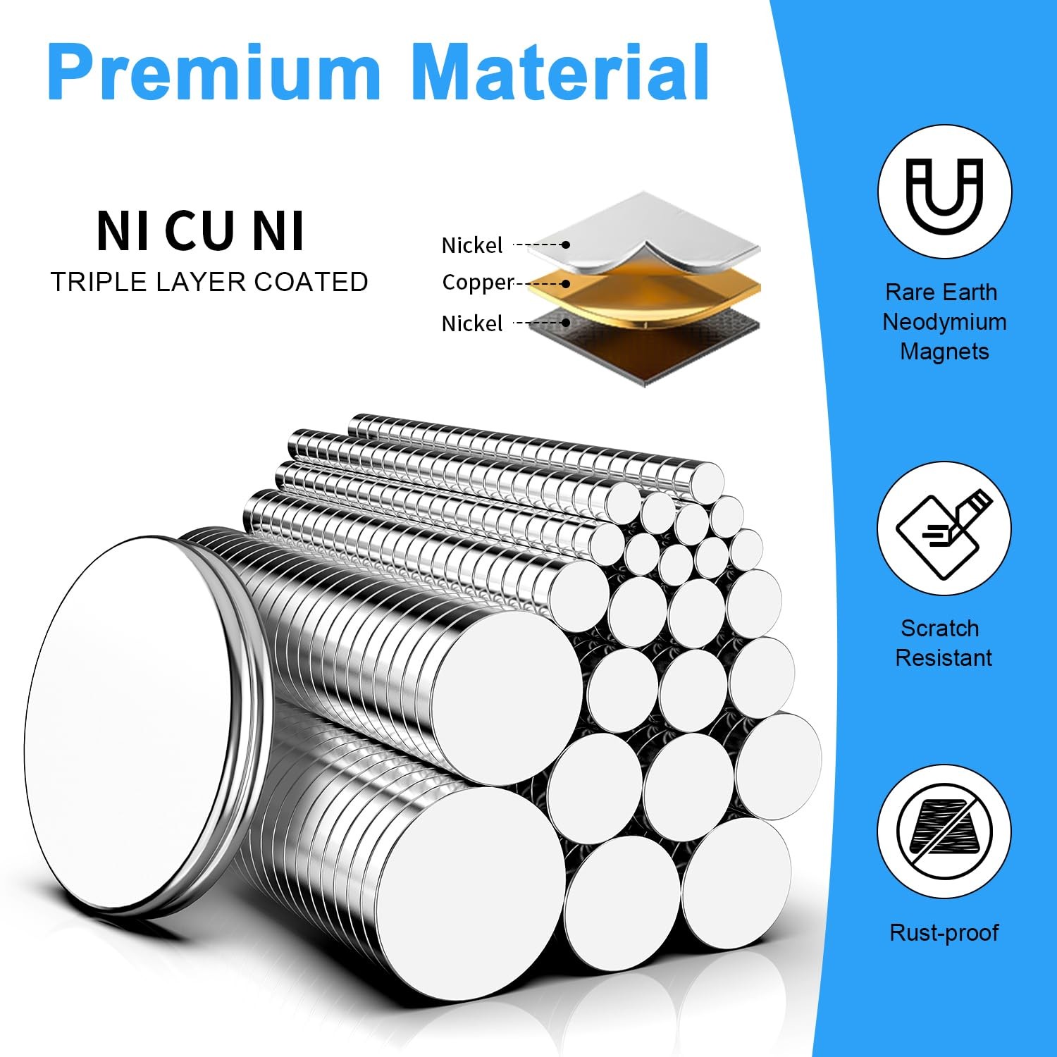 Magnets, Caturledas 600 Pack 8 Different Sizes Small Mix-8 Sizes, Silver