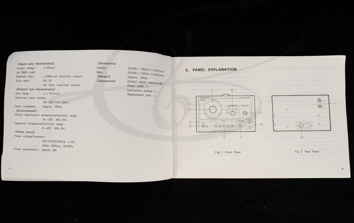 Original Kenwood AG-252 Oscillator Frequency Generator Instruction manual