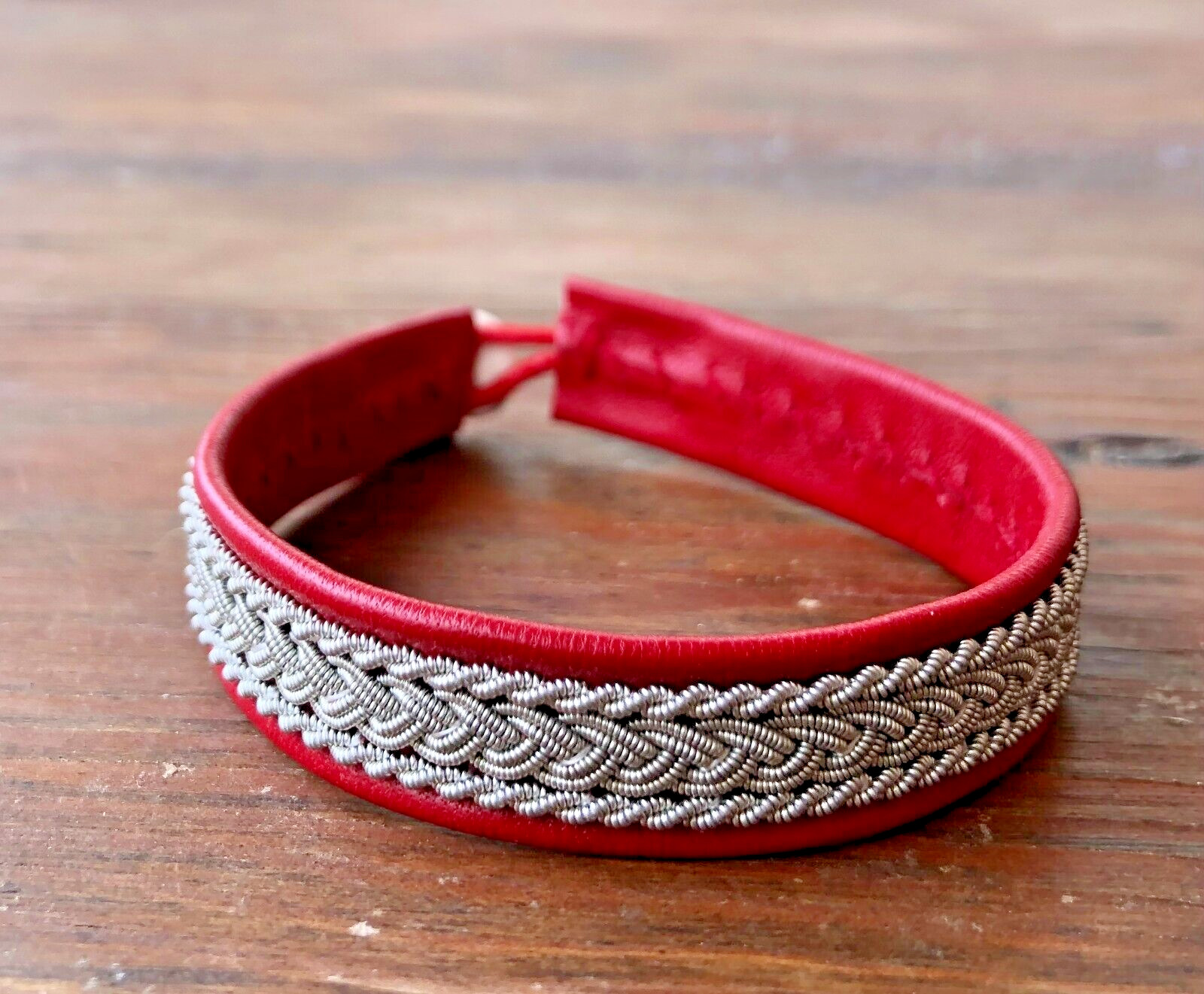 Scandivian Sami Swedish Pewter/Silver Leather Bracelet
