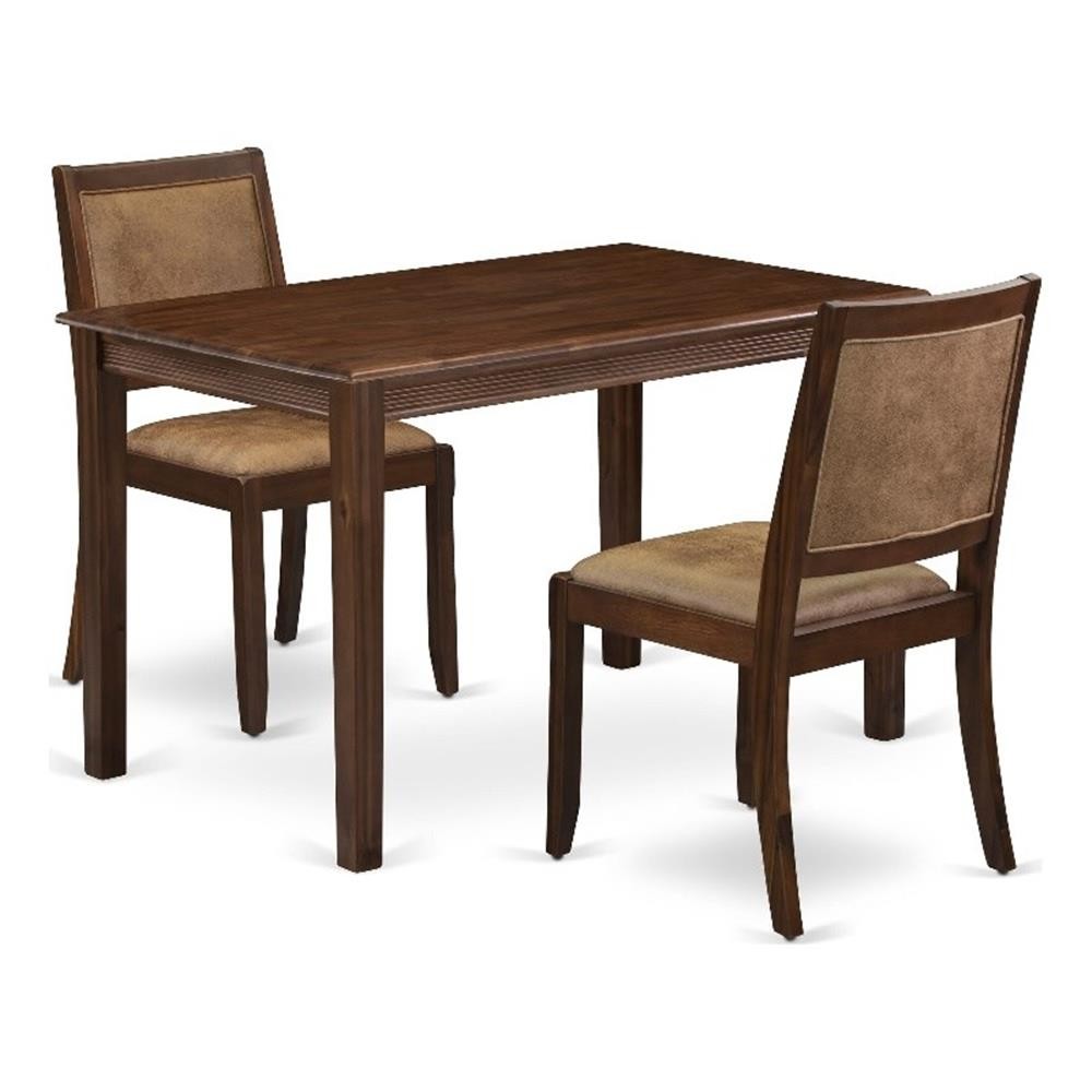 East West Furniture Yarmouth 3Piece Dining Table Set in Walnut Finish
