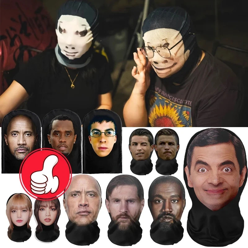 Realistic 3D Face for Men Women Cosplay Mask Full Face Hip Hop Balaclava Hood Ha