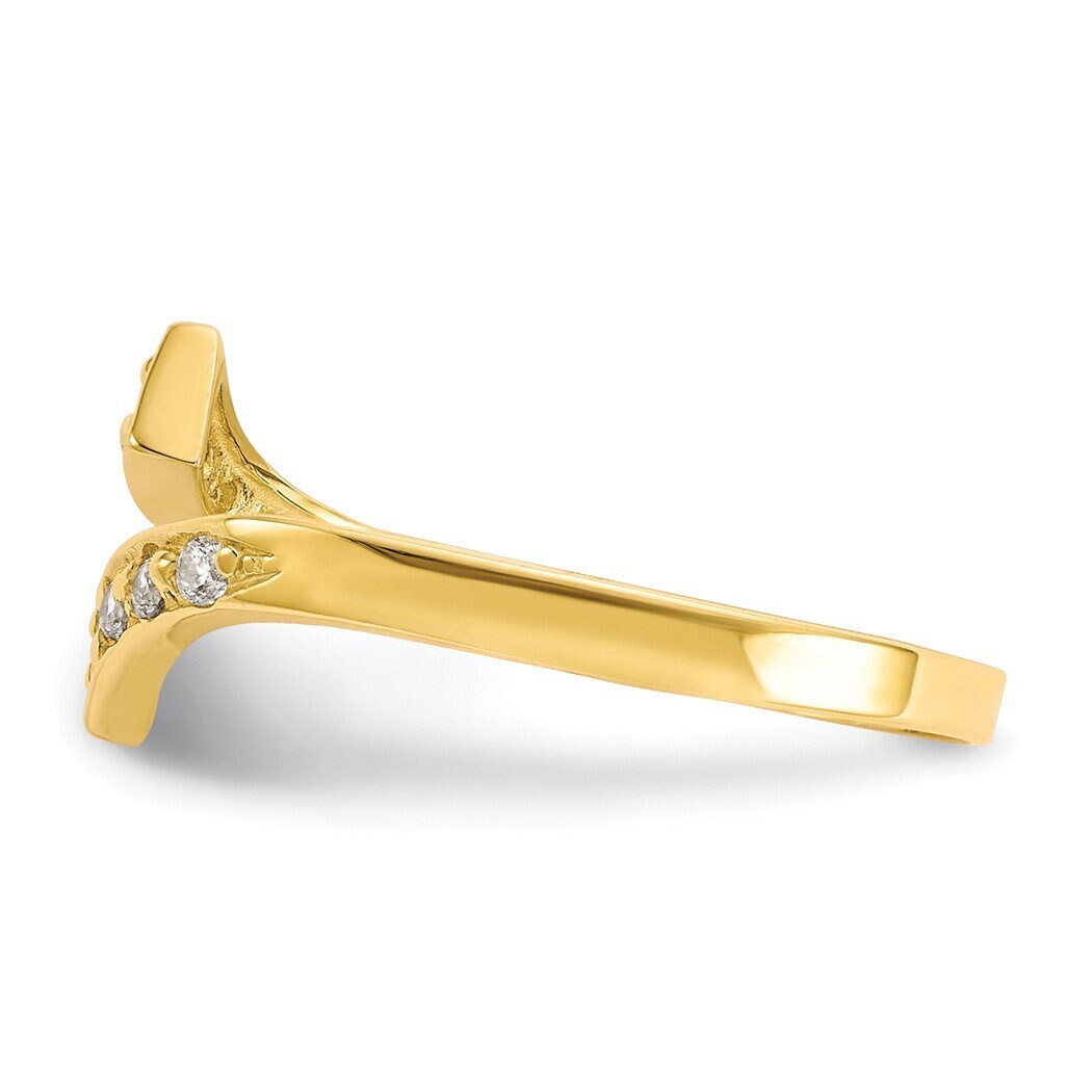 Solid 10k Yellow Gold CZ Cubic Zirconia Simulated Diamond Toe Ring - Adjustable