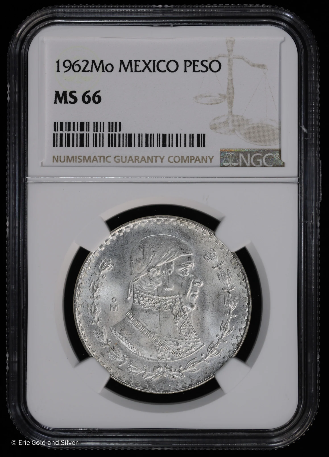 1962-Mo Mexico Silver Peso NGC MS 66