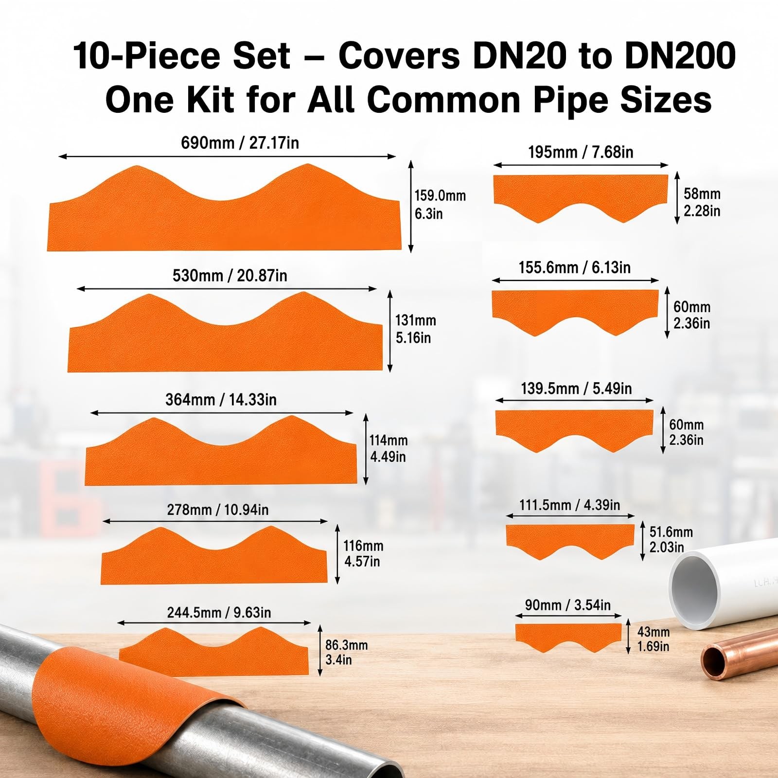 10Pcs Precision Pipe Saddle Template Cutting Guide，for DN20DN200，Pipe Cutting...