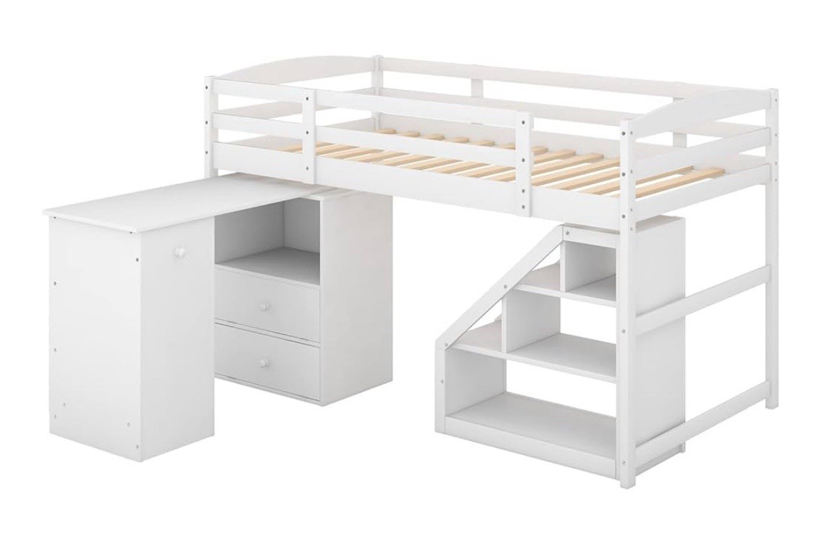 Loft Bed Set 3-Piece, Low Twin Loft Bed