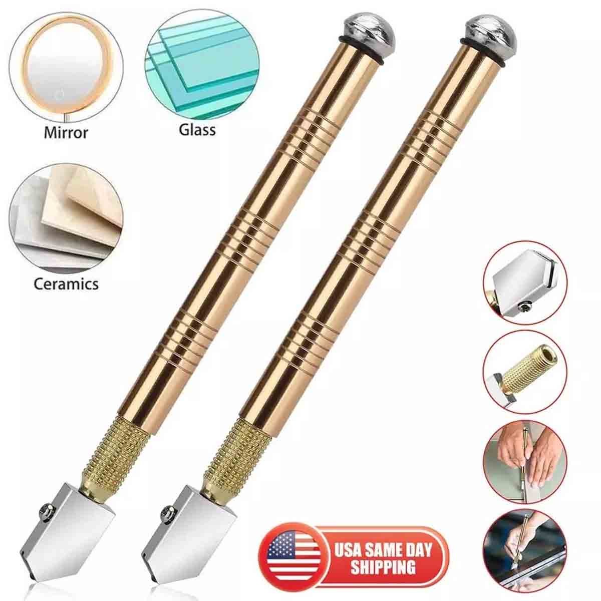 2Pack Professional Glass Cutter Metal Carbide Precision Anti-Skid Cutting Tool