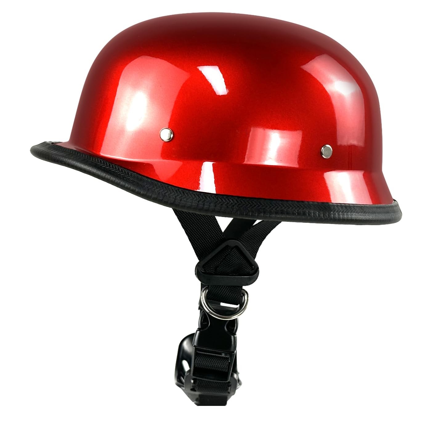 DOT Approved German Style Half Motorcycle Helmet for Cruisers & Scooters, Red