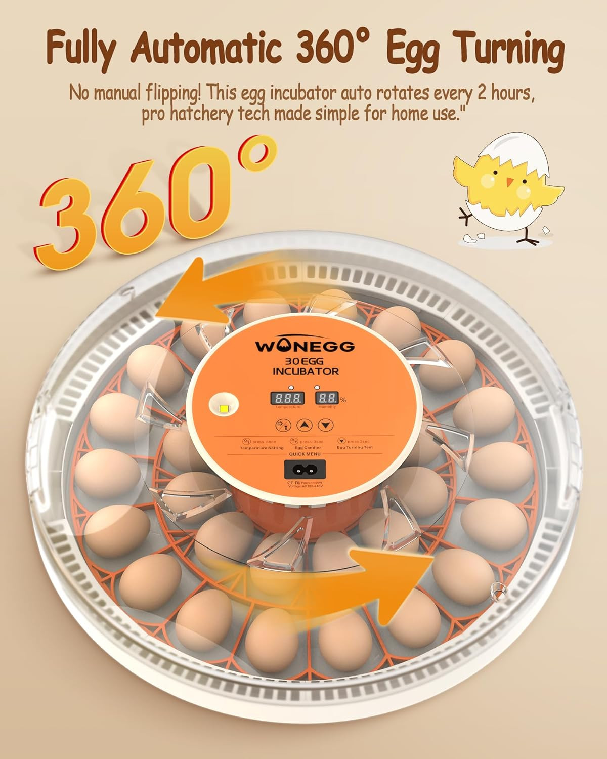 Incubator for Hatching Eggs, 30 Eggs Incubator with Automatic Egg Turning