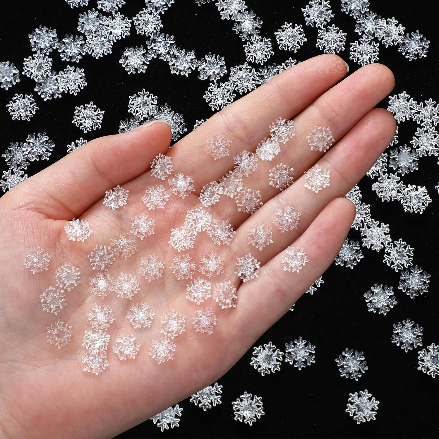 150 Pcs Mini Snowflake for Craft 0.35 Inch Small Resin Xmas Embellishment Tiny S
