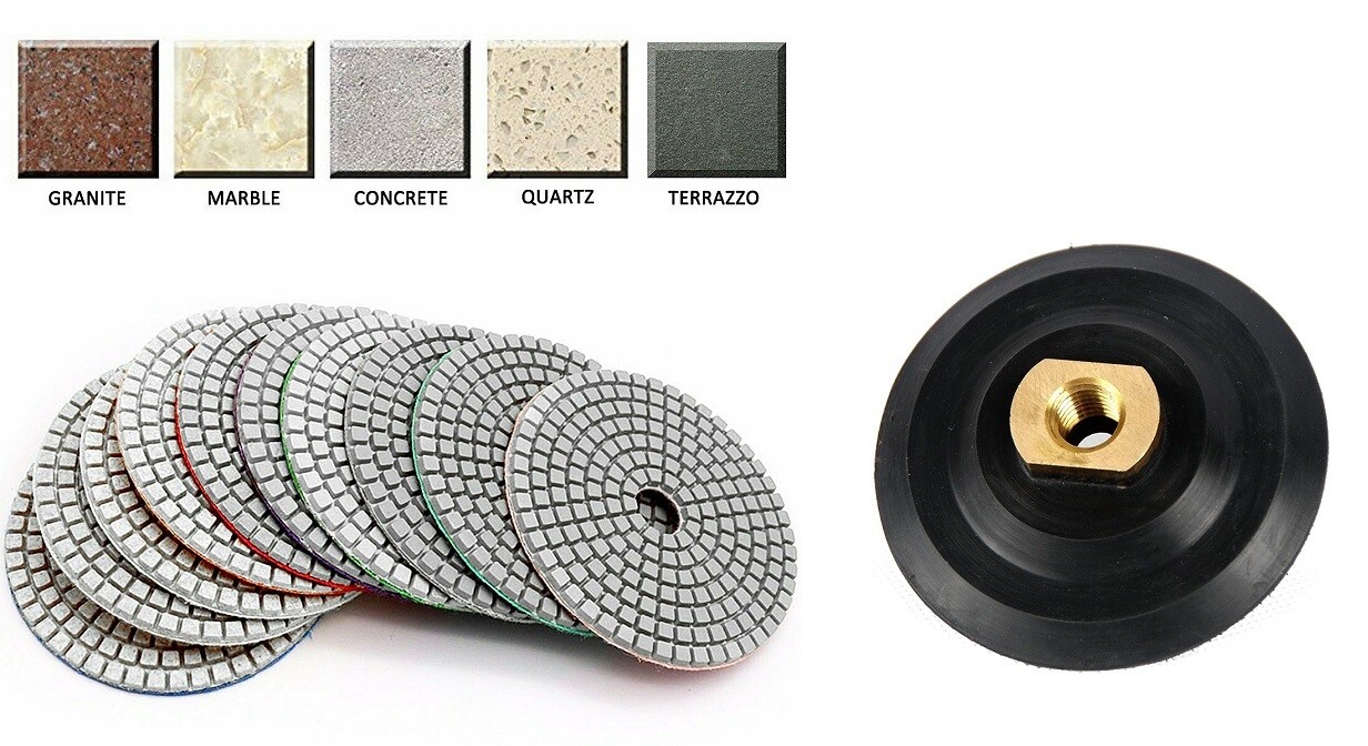 Diamond Polishing Pads 3 inch Wet/Dry 50 Piece Set Granite Stone Concrete Marble