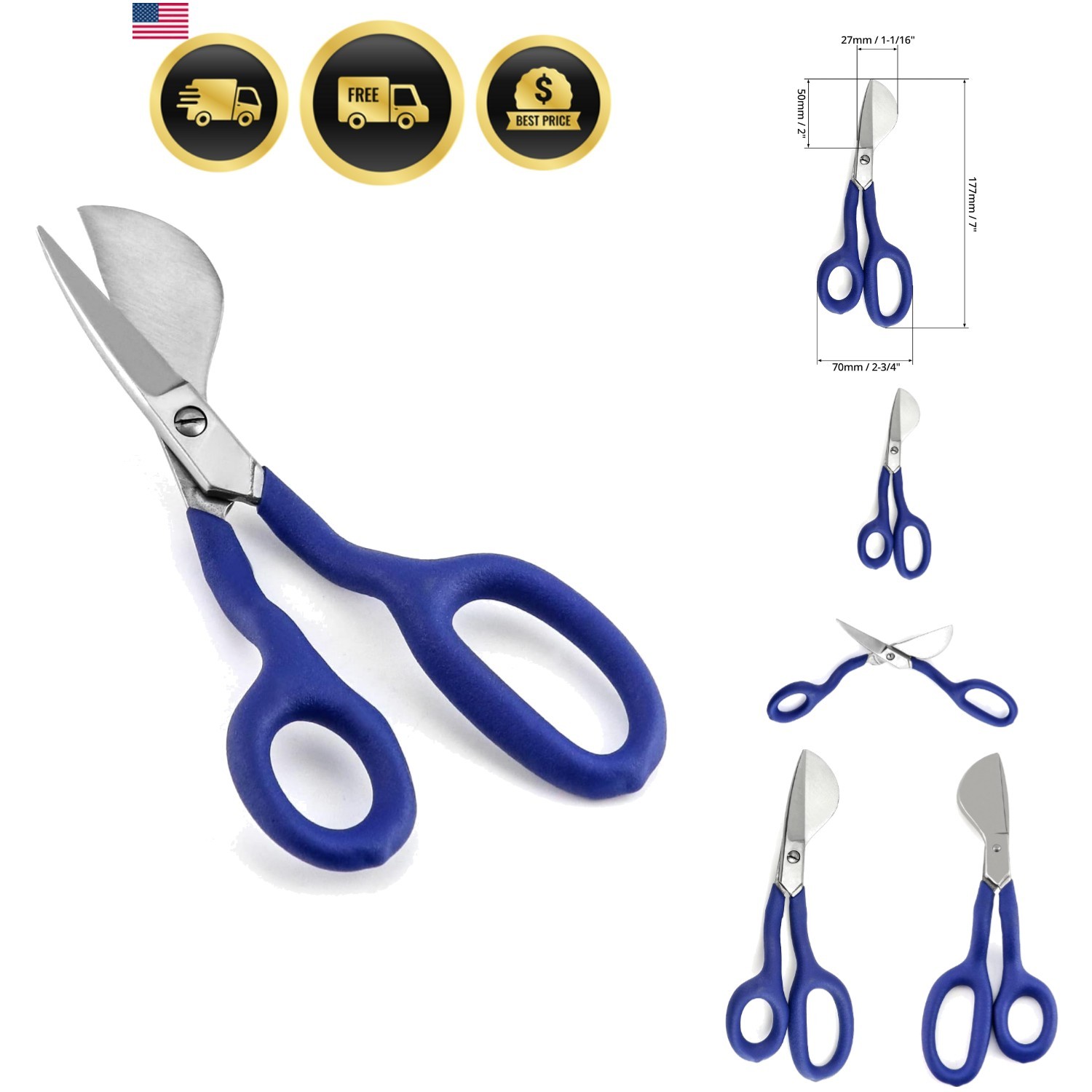 Duckbill Shears, 7 in Duckbill Applique Scissors, for Carpet Pile, Carpet Pun...