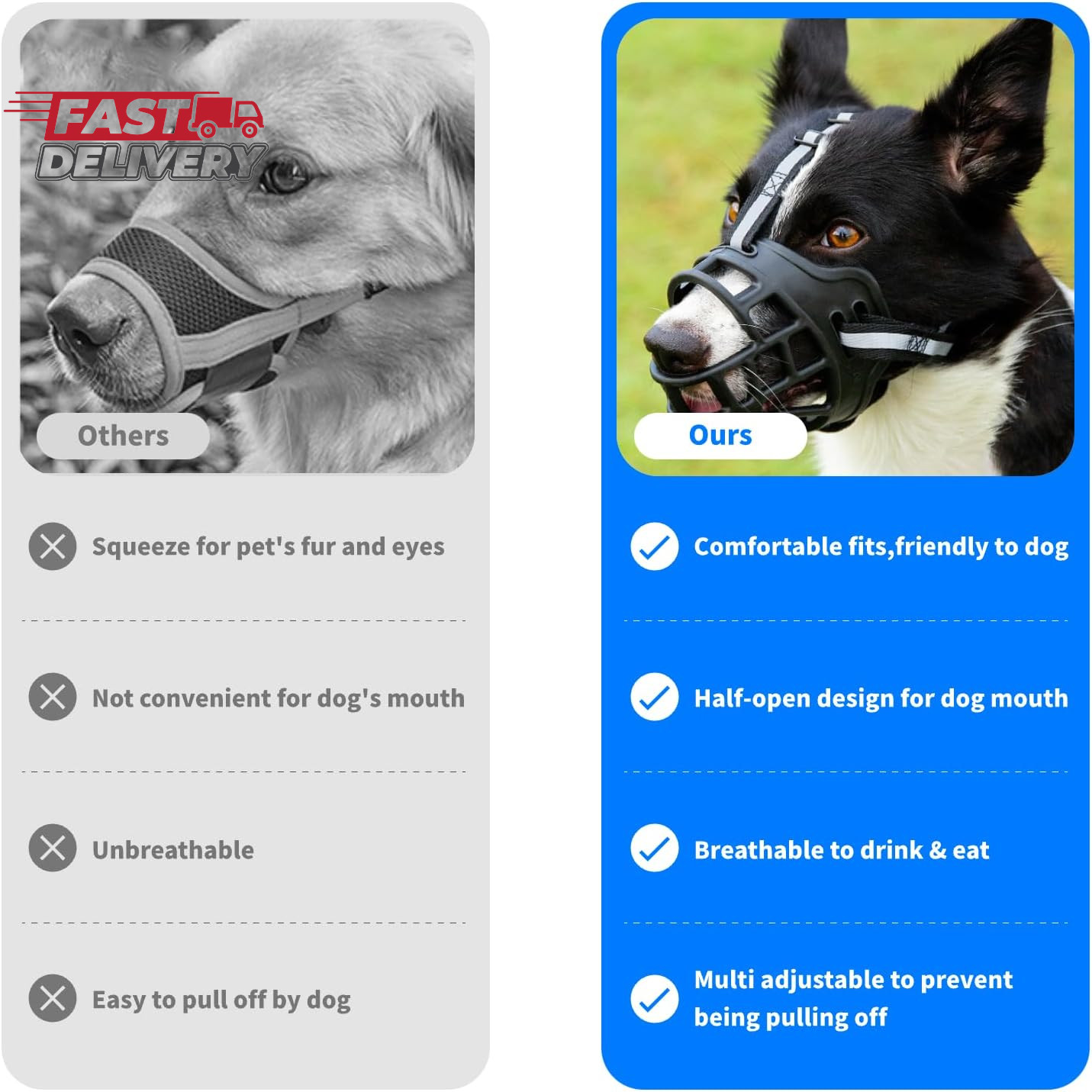 Dog Muzzle, Soft Basket Muzzle for Dogs, Dog Mouth Guard for Small Medium Large