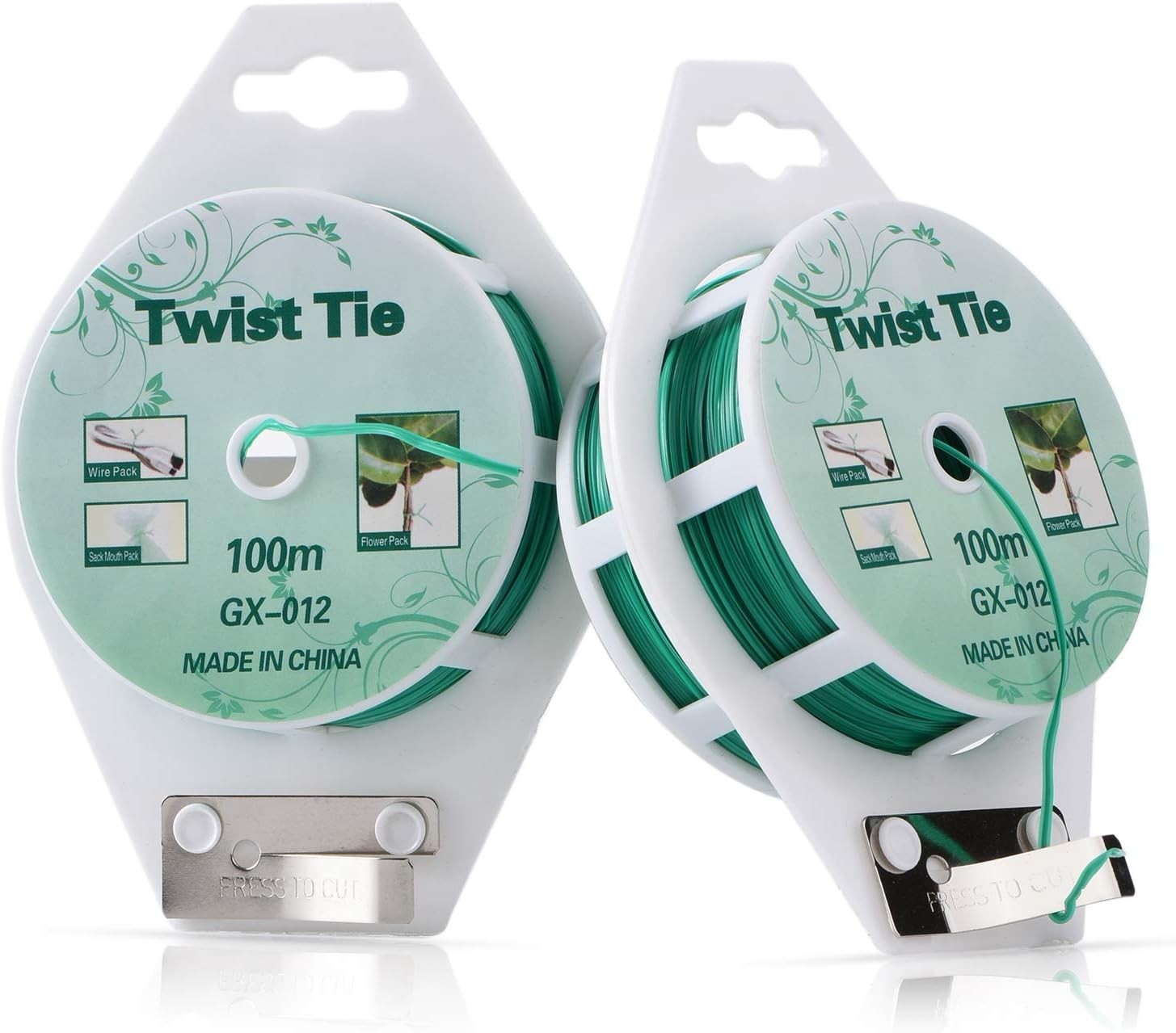 328Ft (100M) Green Twist Ties for Gardening and Office Organization