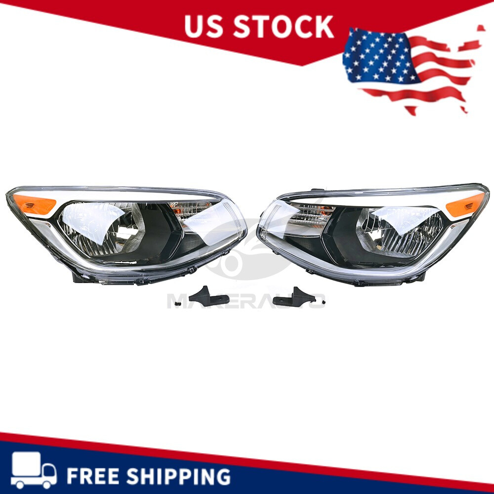 Pair Halogen Headlight For 2014-2019 Kia Soul W/O Bulb 92101B2270 92102B2270