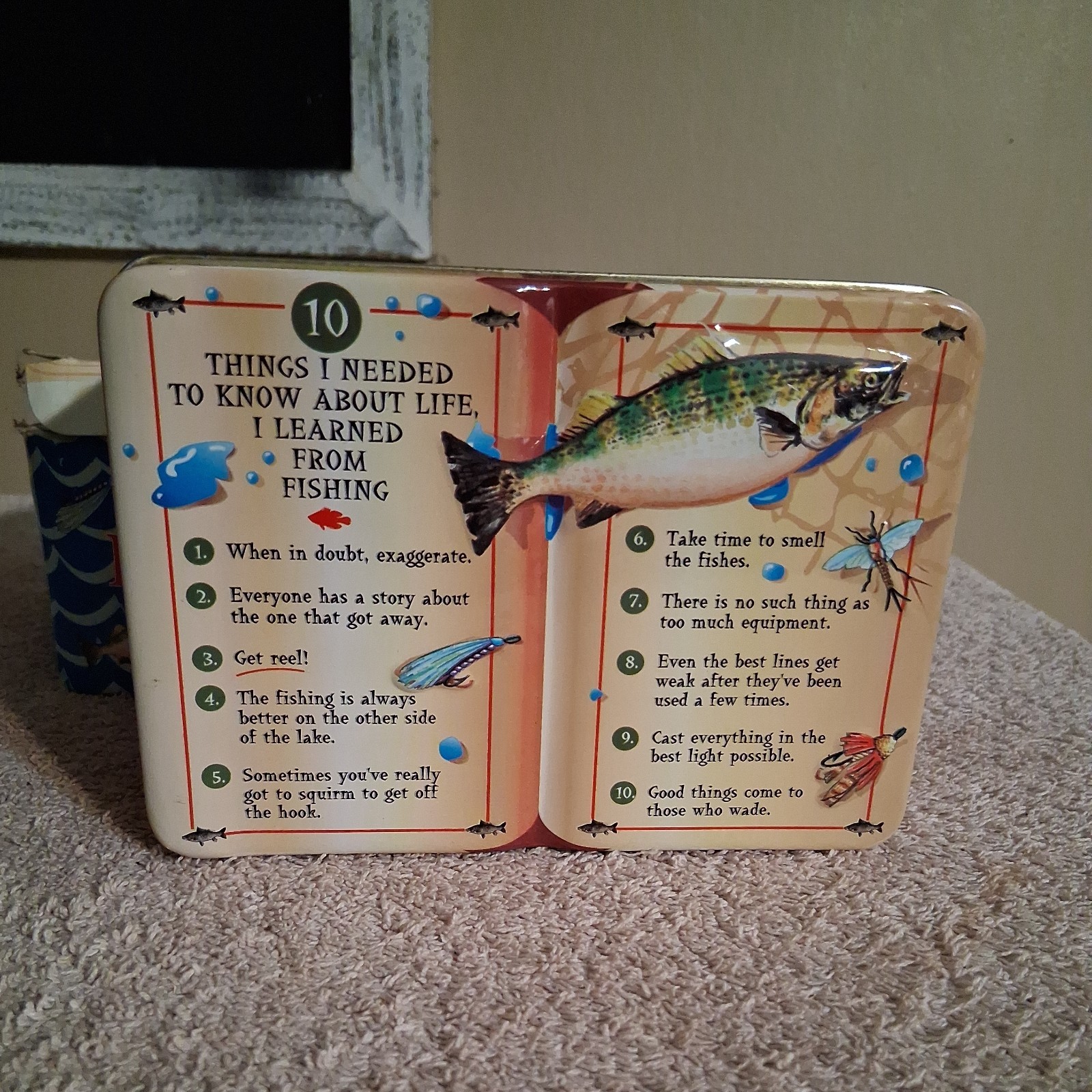 Gone Fishing Metal Collectible Storage  Tin Funny Gift Gag Fisherman