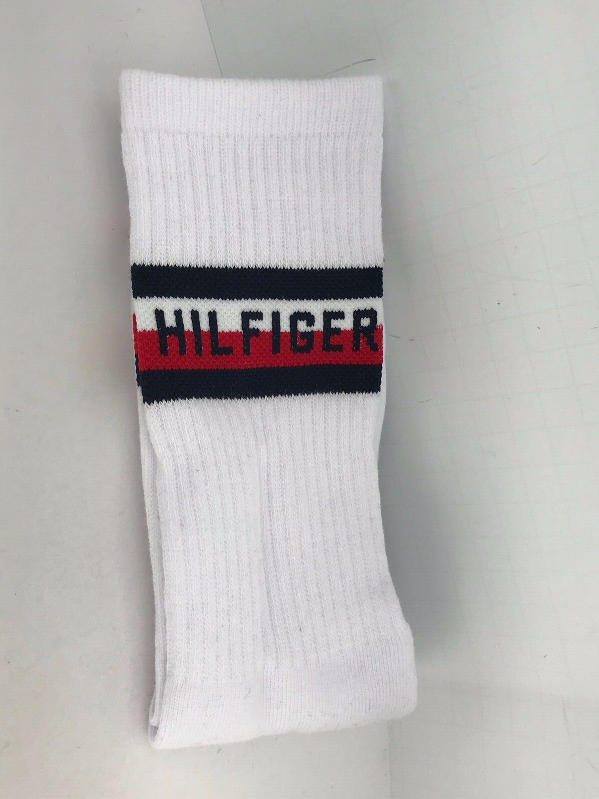 Men's Tommy Hilfiger White 77% Cotton Crew Socks, 1 Pair, $14 MSRP 🎾⛳️🎒