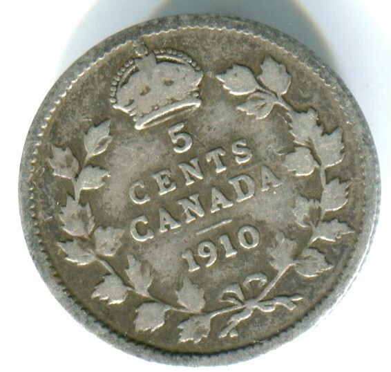 1910 Canada Silver Five Cent  / 5 Cent !!