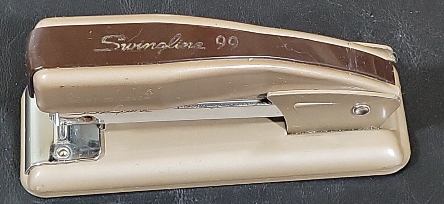 Vintage MCM Swingline 99 Desktop Stapler Brown & Tan  - Works