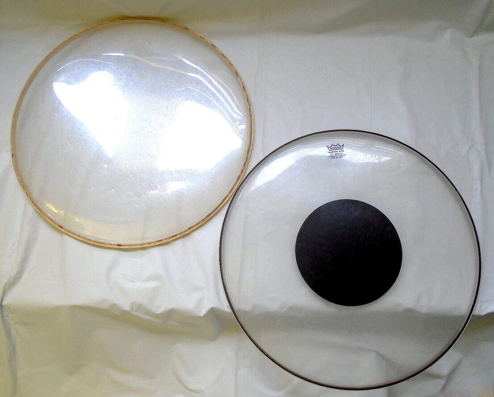 REMO & EVANS - 18" FLOOR TOM HEADS - Lot of 2 - 70's Drum Parts