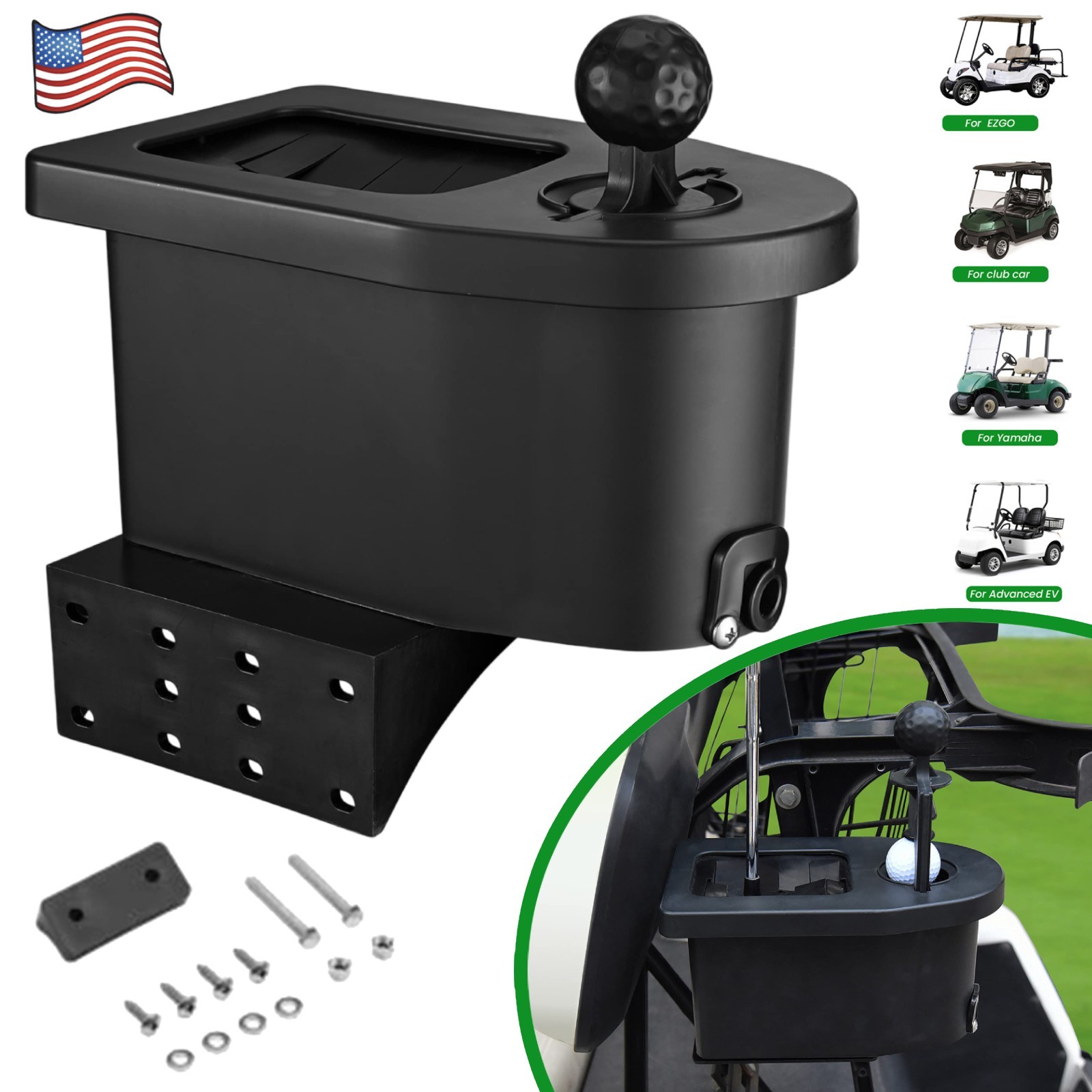 Golf Cart Ball Washer and Club Cleaner Kit for EZGO, Club Car, YAMAHA, Universal