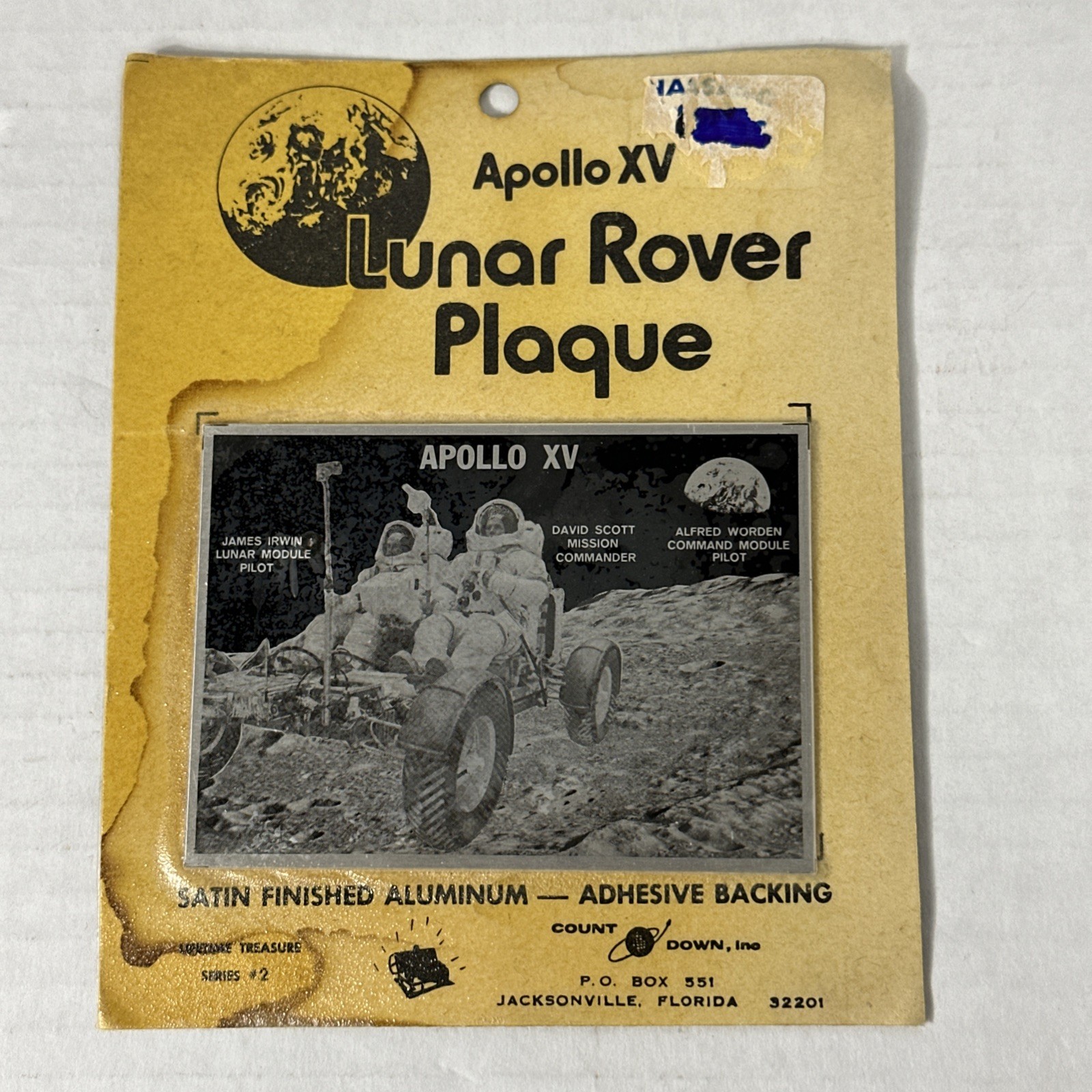 Vintage Apollo XV 15 Lunar Rover NASA Aluminum Plaque James Irwin David Scott