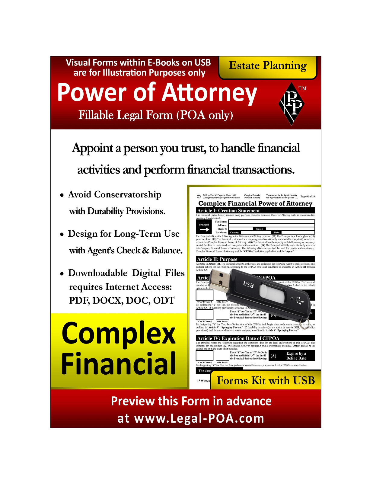 Complex Financial Power of Attorney - Form & USB ( Legal Kit )