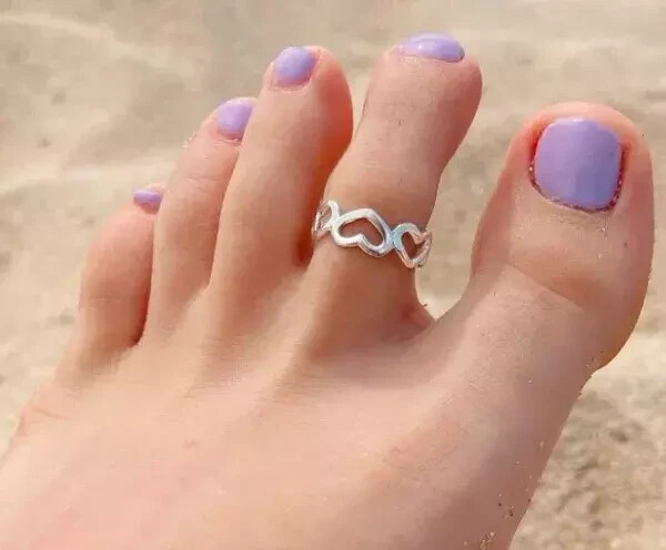 Valentine Day Gift Women Heart Toe Ring 925 Sterling Silver White Gold Plated